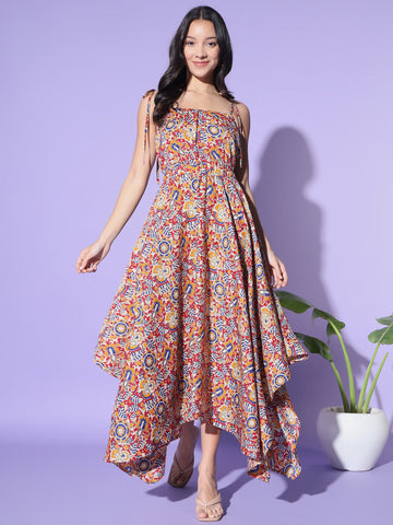 Printed Handkerchief Dress