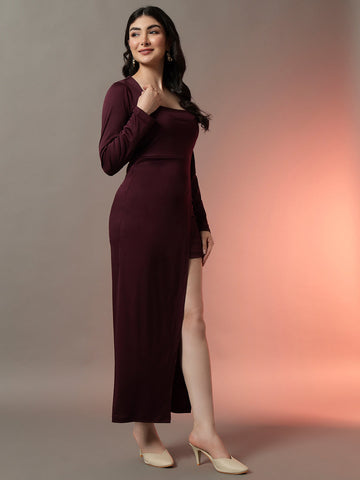 Slit Square Neck Dress for Women