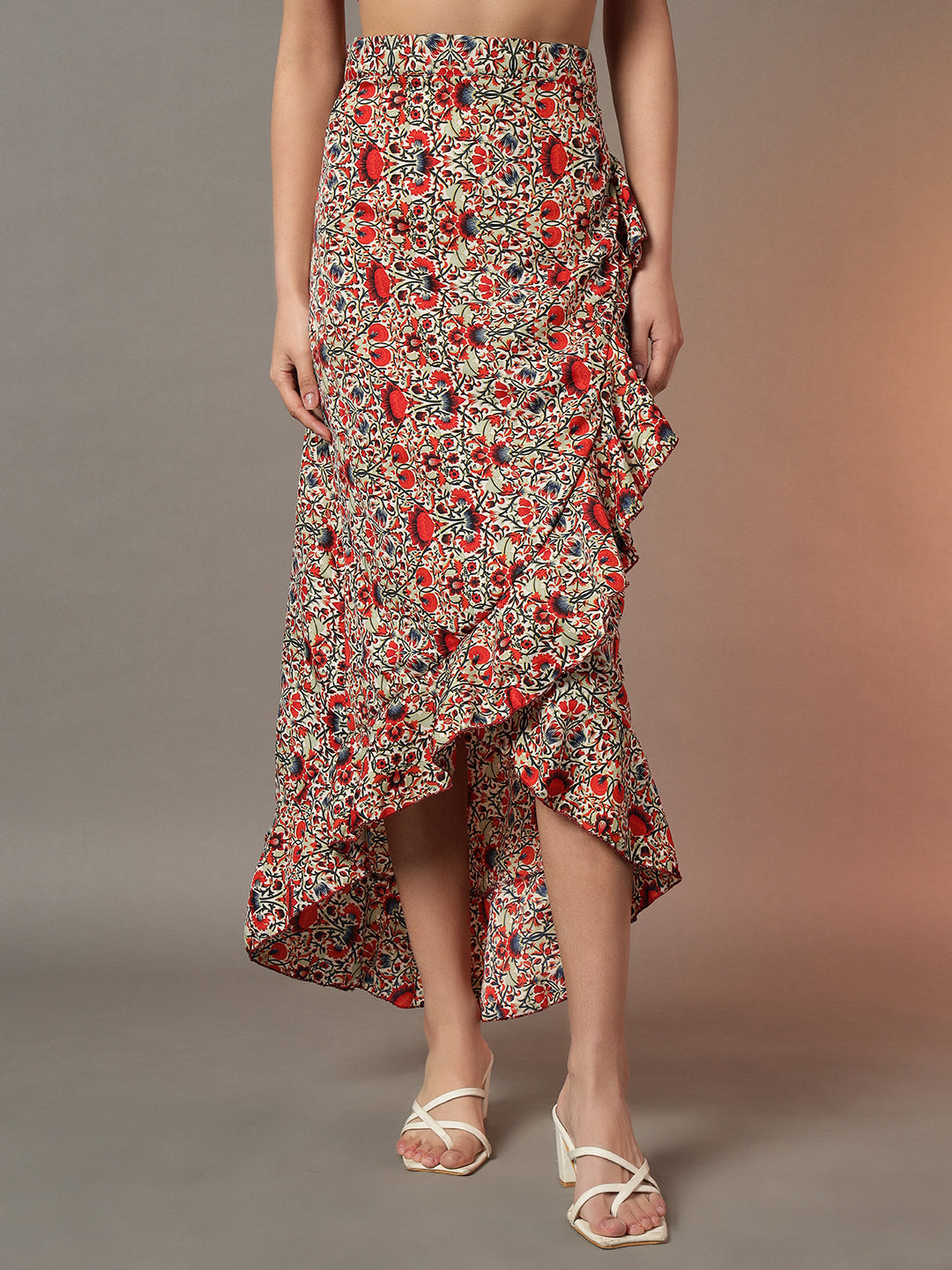 ★25SS新作★ITZAVIBE★RED CHECK LAYERED WRAP SHORT SKIRT 3D Heart Double-Layered Mesh Maxi Skirt in Red - Retro