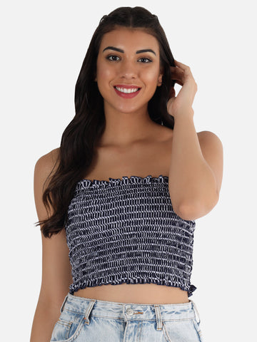 Abstract Navy Tube Top
