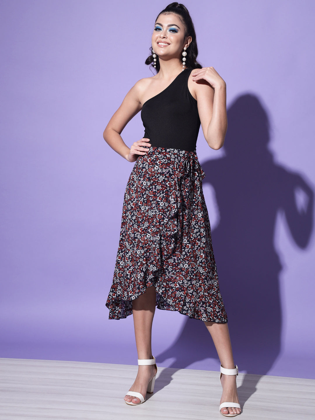 Multi Printed Wrap-around Skirt - Main Image