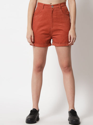 Rust Corduroy  Shorts