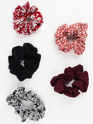 Set of 5 multi coloured printed Scrunchies