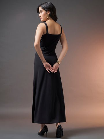 Black Square Neck Maxi Dress