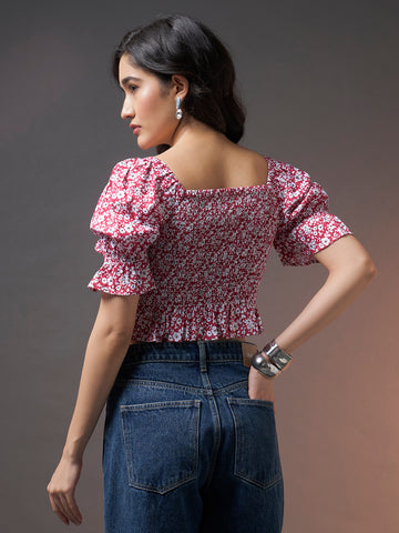 Puff Sleeve Smocked Top