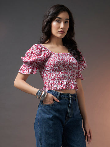 Puff Sleeve Smocked Top