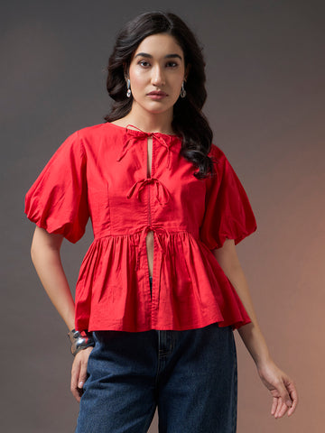Tie-Up Peplum Top