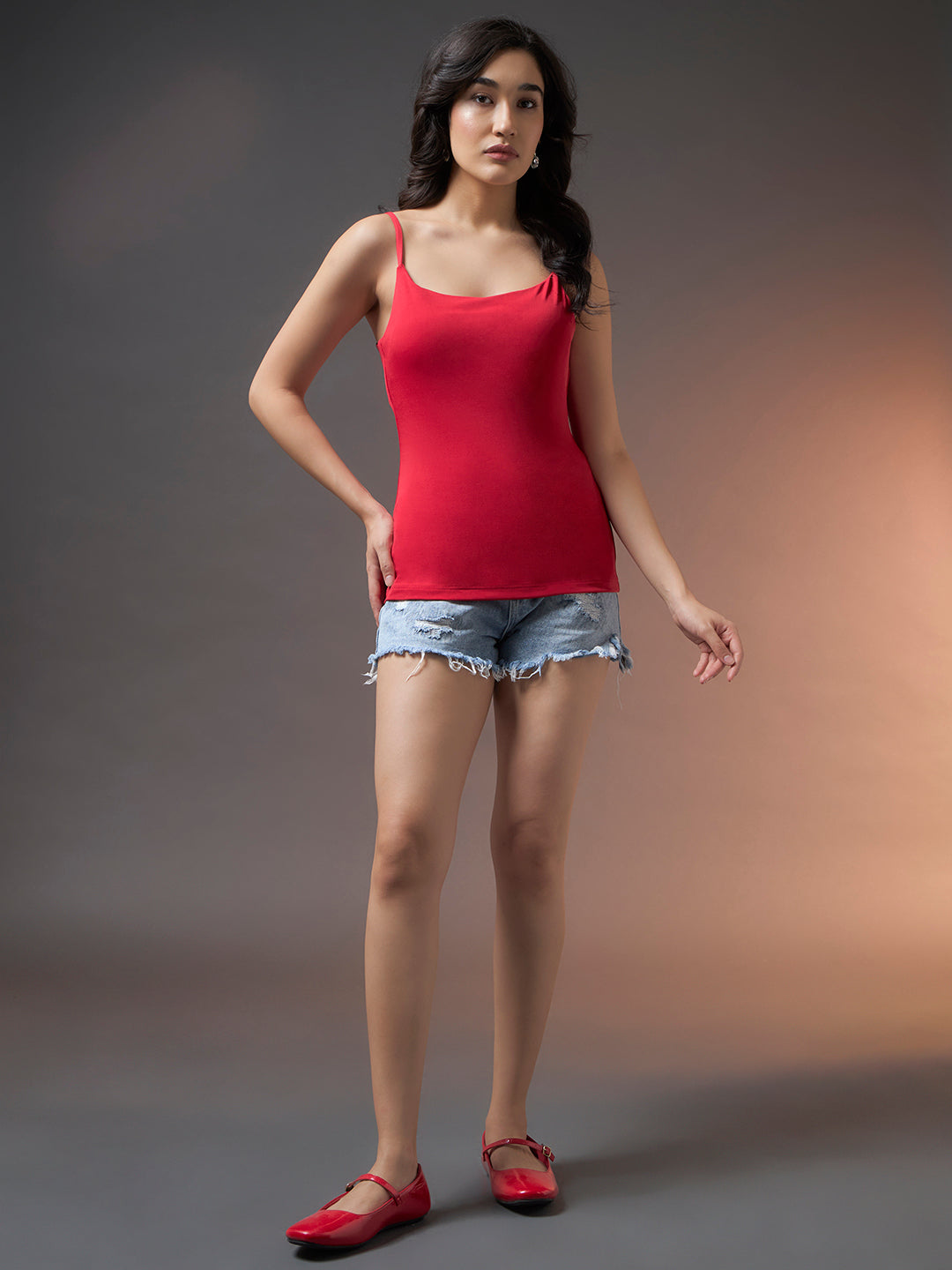 Padded Camisole Top - Red