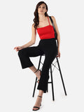 Cropped Bootcut Pants - Black