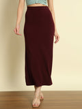 Straight Fit Slit Skirt - Wine