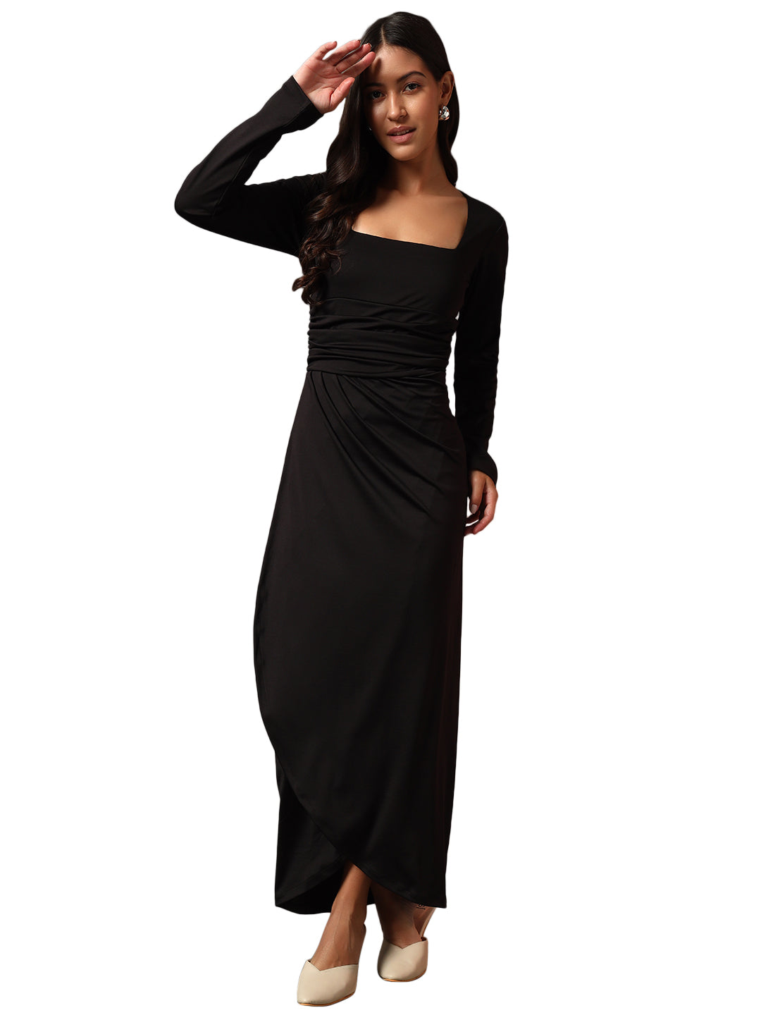Square Neck Wrap Around Dress