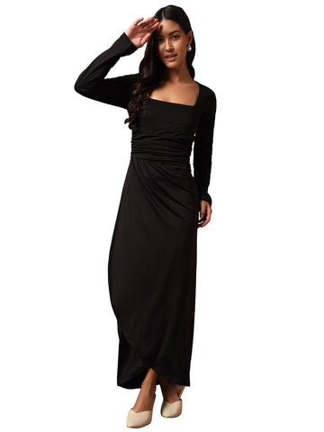 Square Neck Wrap Around Dress