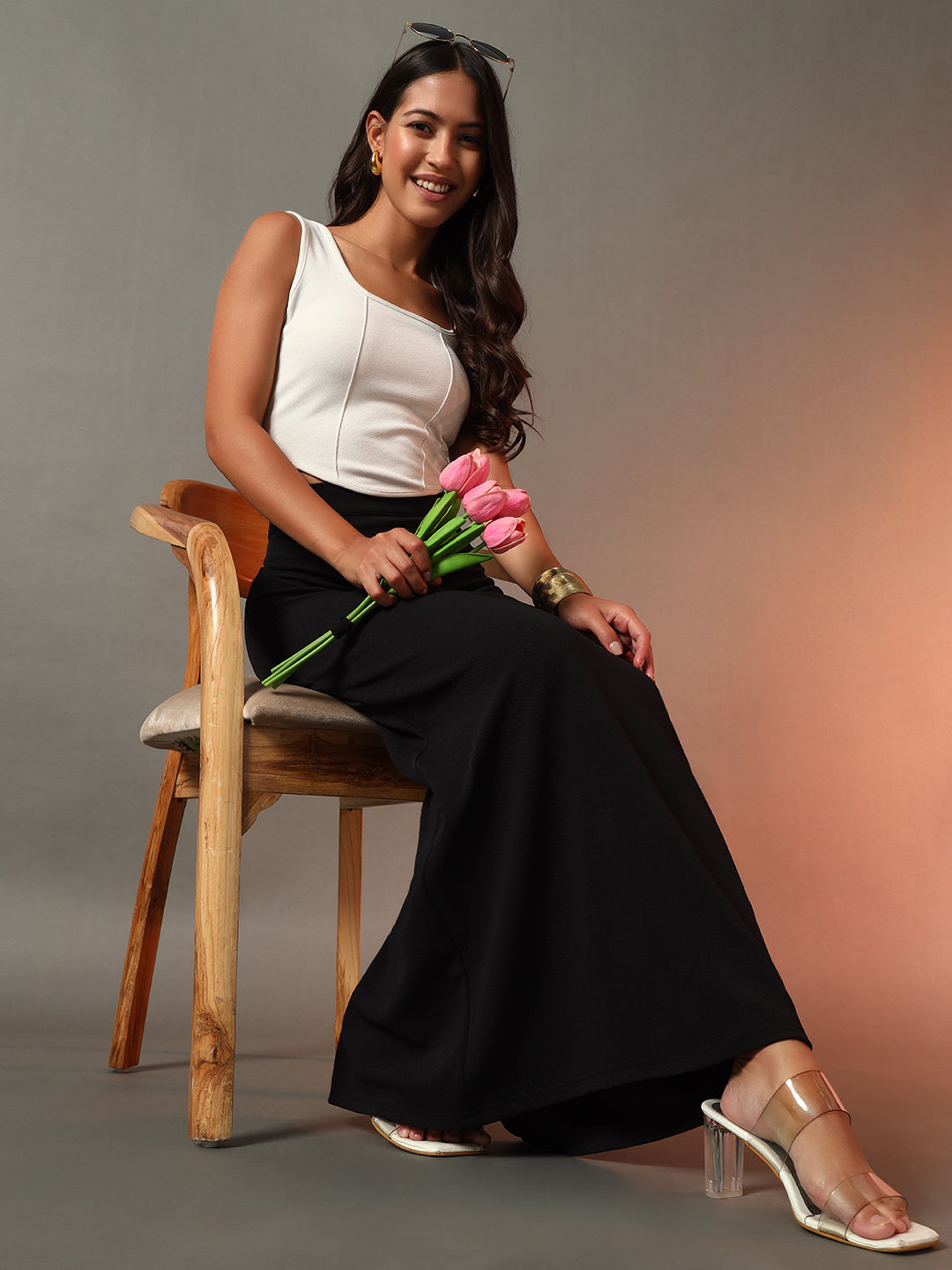 Straight Fit Slit Skirt