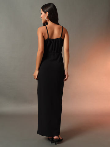Split Thigh Maxi Dress - Black
