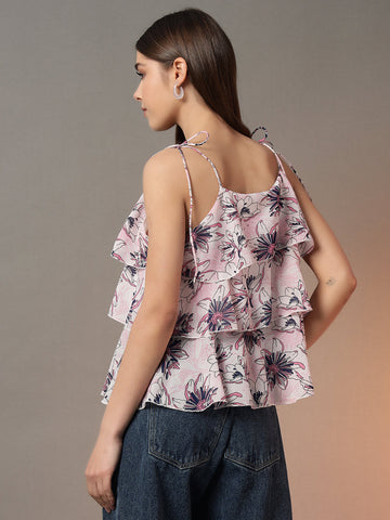 Floral Tie-Up Tiered Top