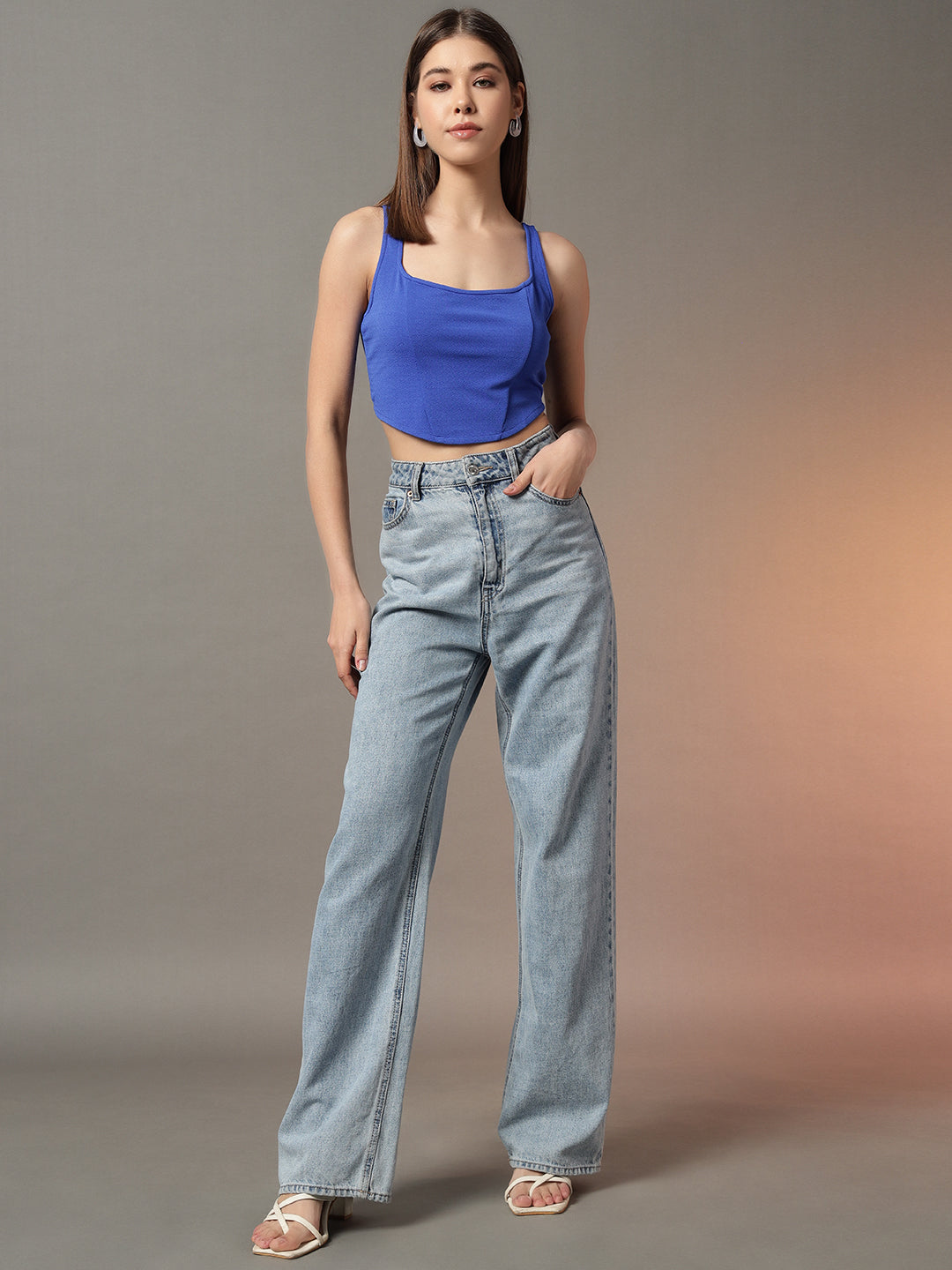Corset Style Top - Blue
