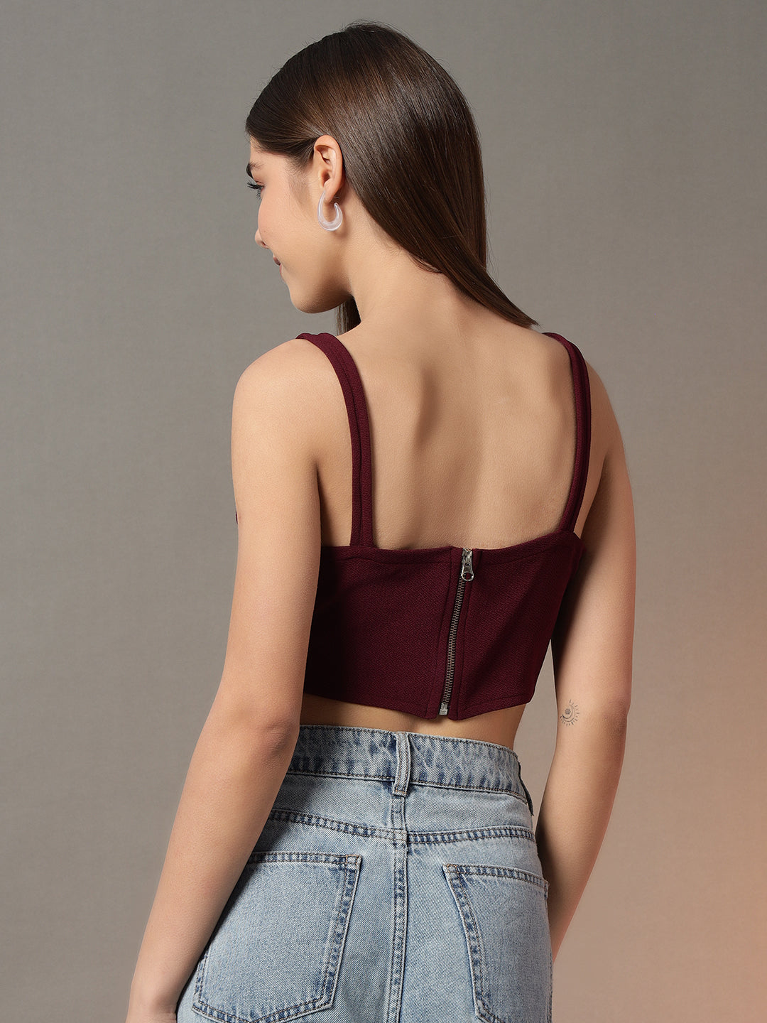 Corset Style Top - Burgundy