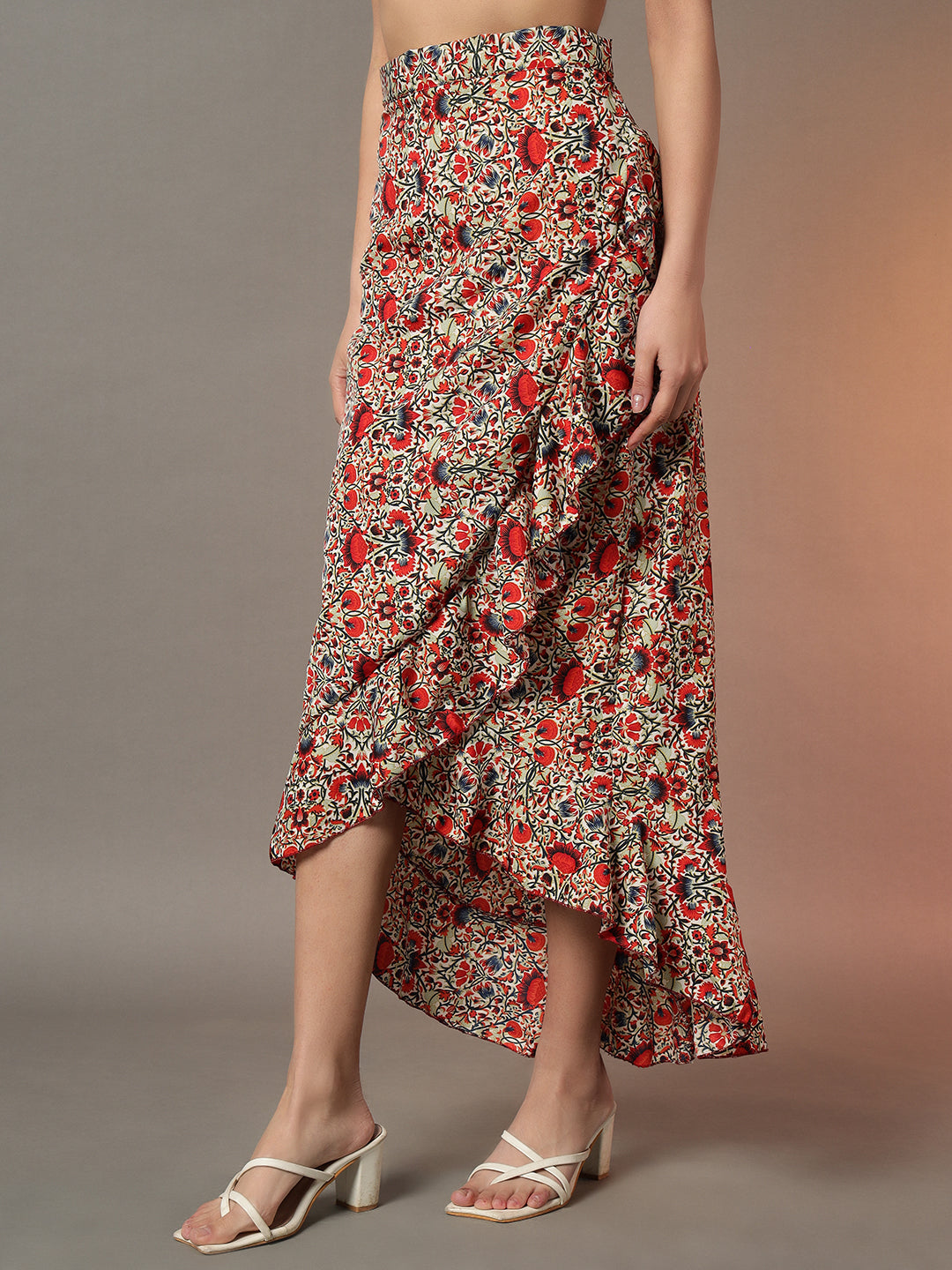 Wrap Around Tie-Up Skirt - Red