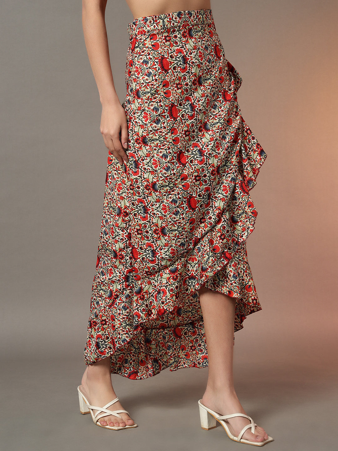 Wrap Around Tie-Up Skirt - Red