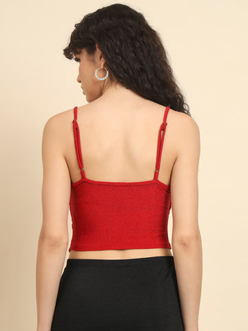 Red Party Wear Cowl Top - Red