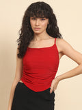 Red Party Wear Cowl Top - Red