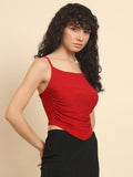 Red Party Wear Cowl Top - Red