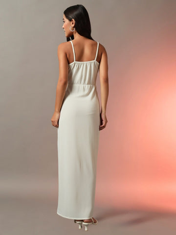 Trend Arrest Women Off-White Split Thigh Dress