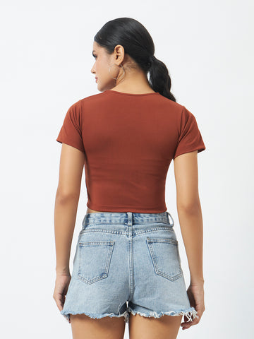 Classic V Crop Top - Rust