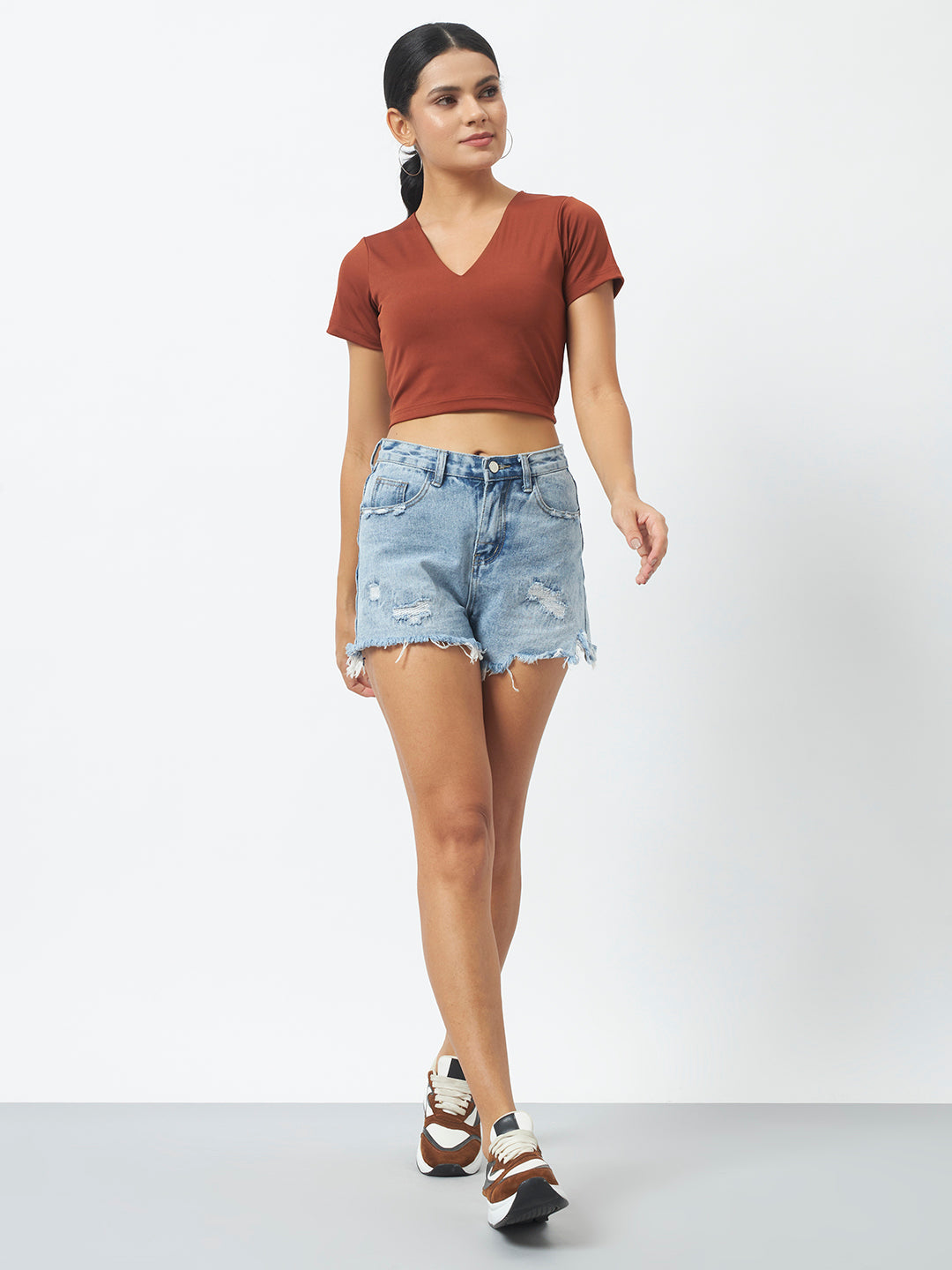 Classic V Crop Top - Rust