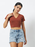 Trend Arrest Classic V Crop Top - Rust