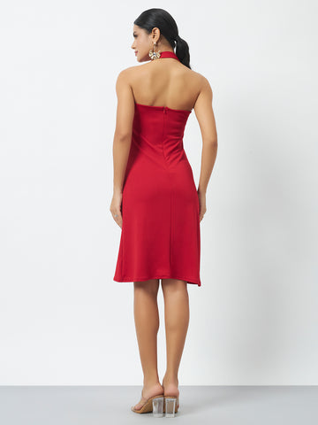 Halterneck Side Slit Dress