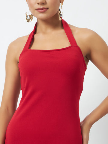 Trend Arrest Halterneck Side Slit Dress