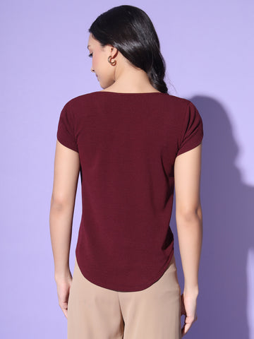 High Low Hem Top - Maroon