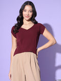 High Low Hem Top - Maroon