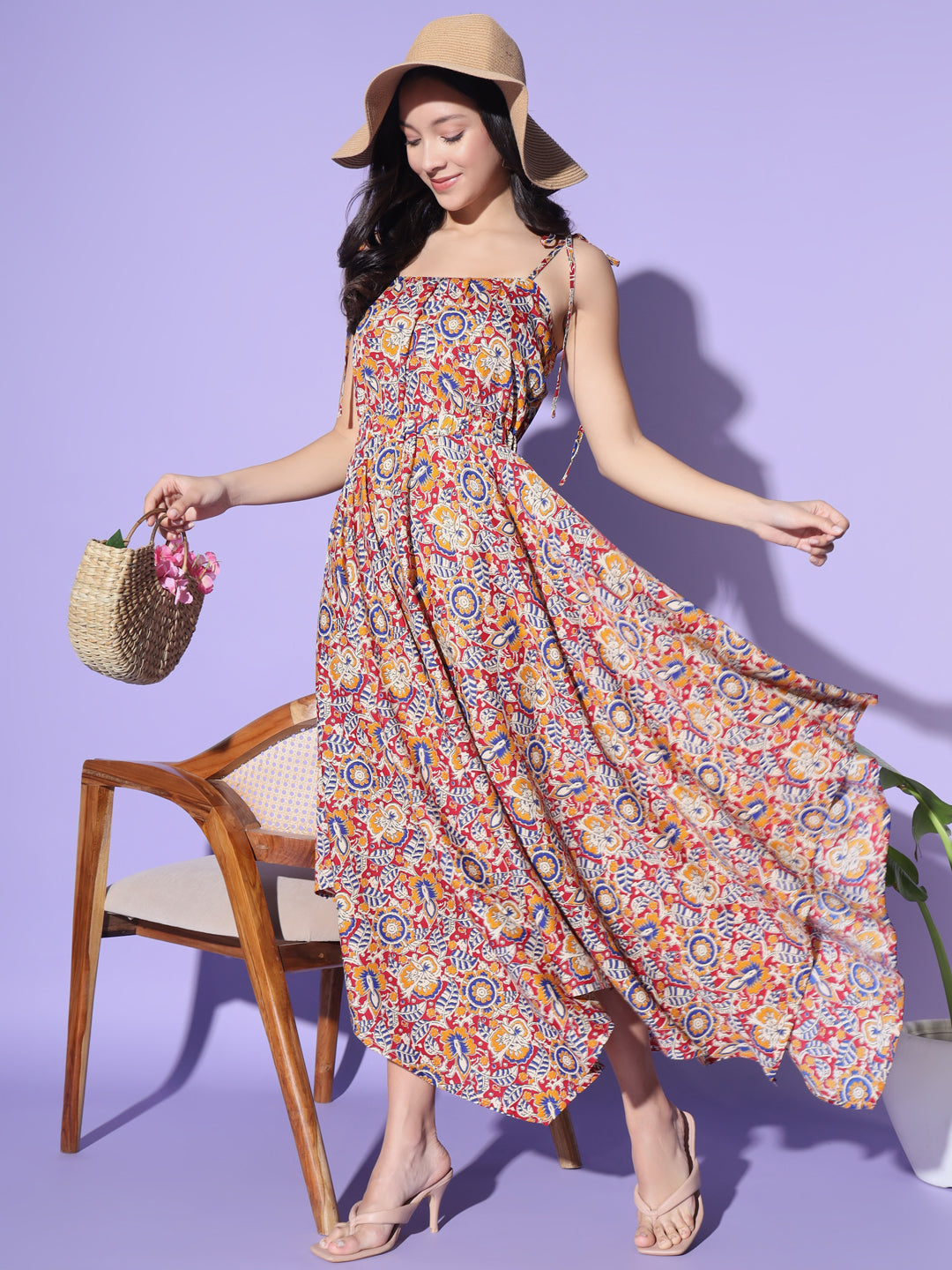 Printed Handkerchief Hem Dress - Multi 2