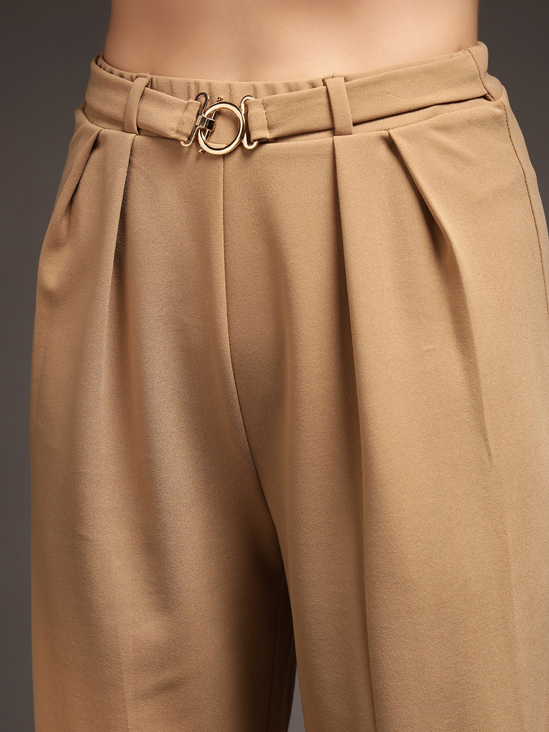 Buckle Detail Pants - Beige
