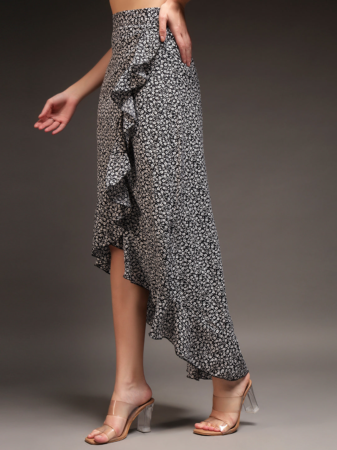 Wrap Around Tie-Up Skirt - Black