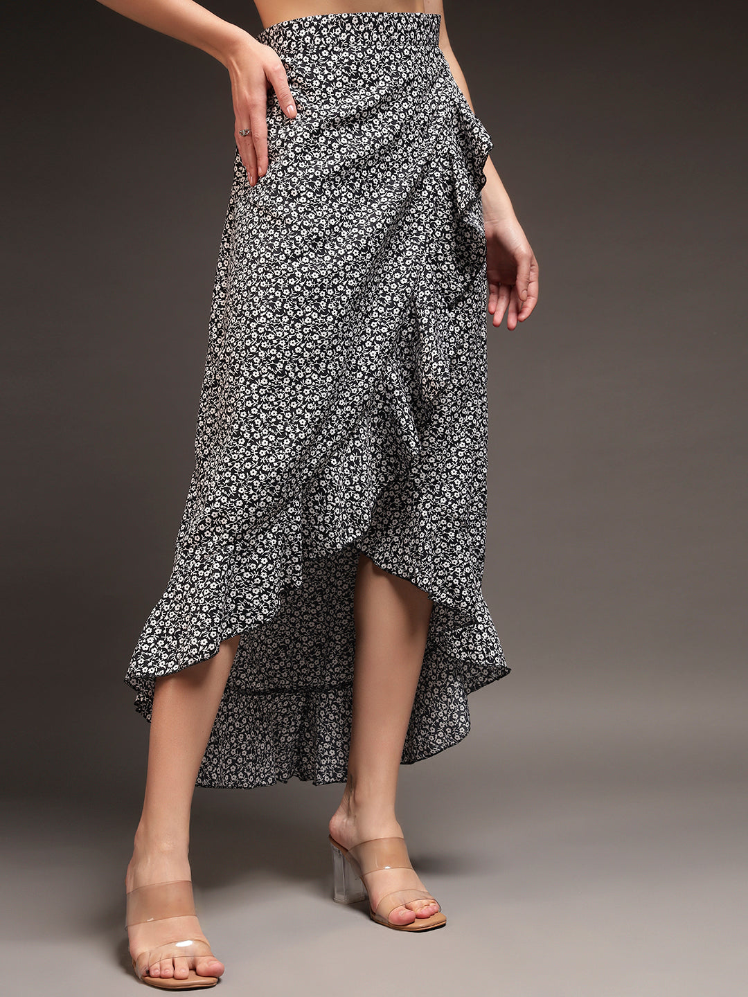 Wrap Around Tie-Up Skirt - Black