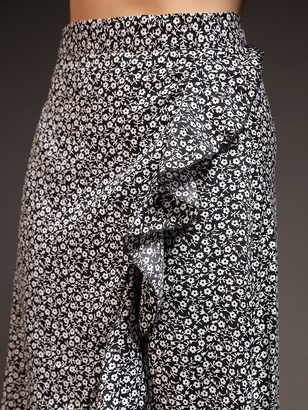 Wrap Around Tie-Up Skirt - Black