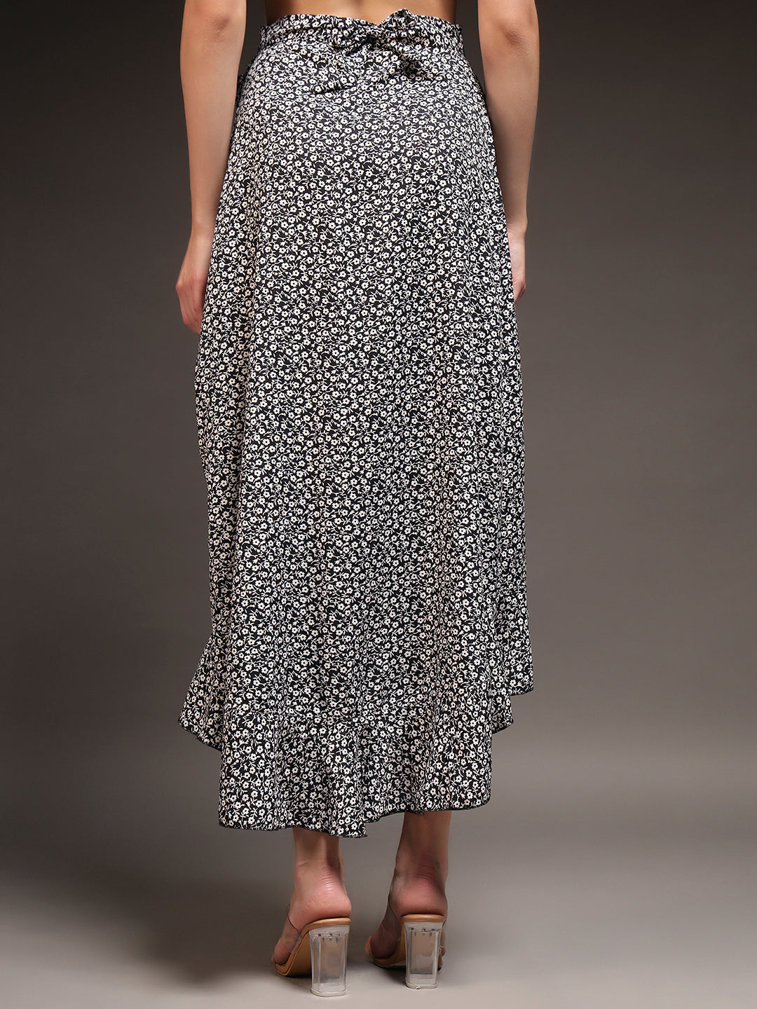 Wrap Around Tie-Up Skirt - Black