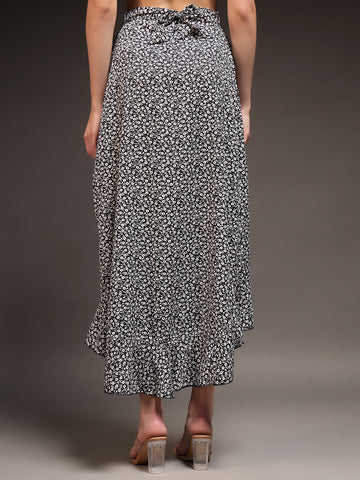Wrap Around Tie-Up Skirt - Black
