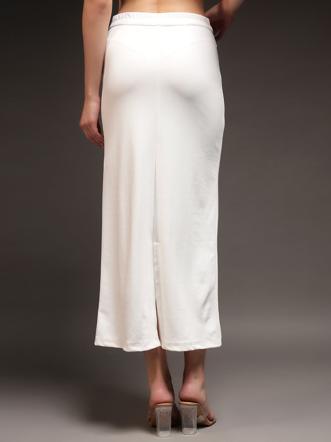 Straight Fit Slit Skirt - Off White