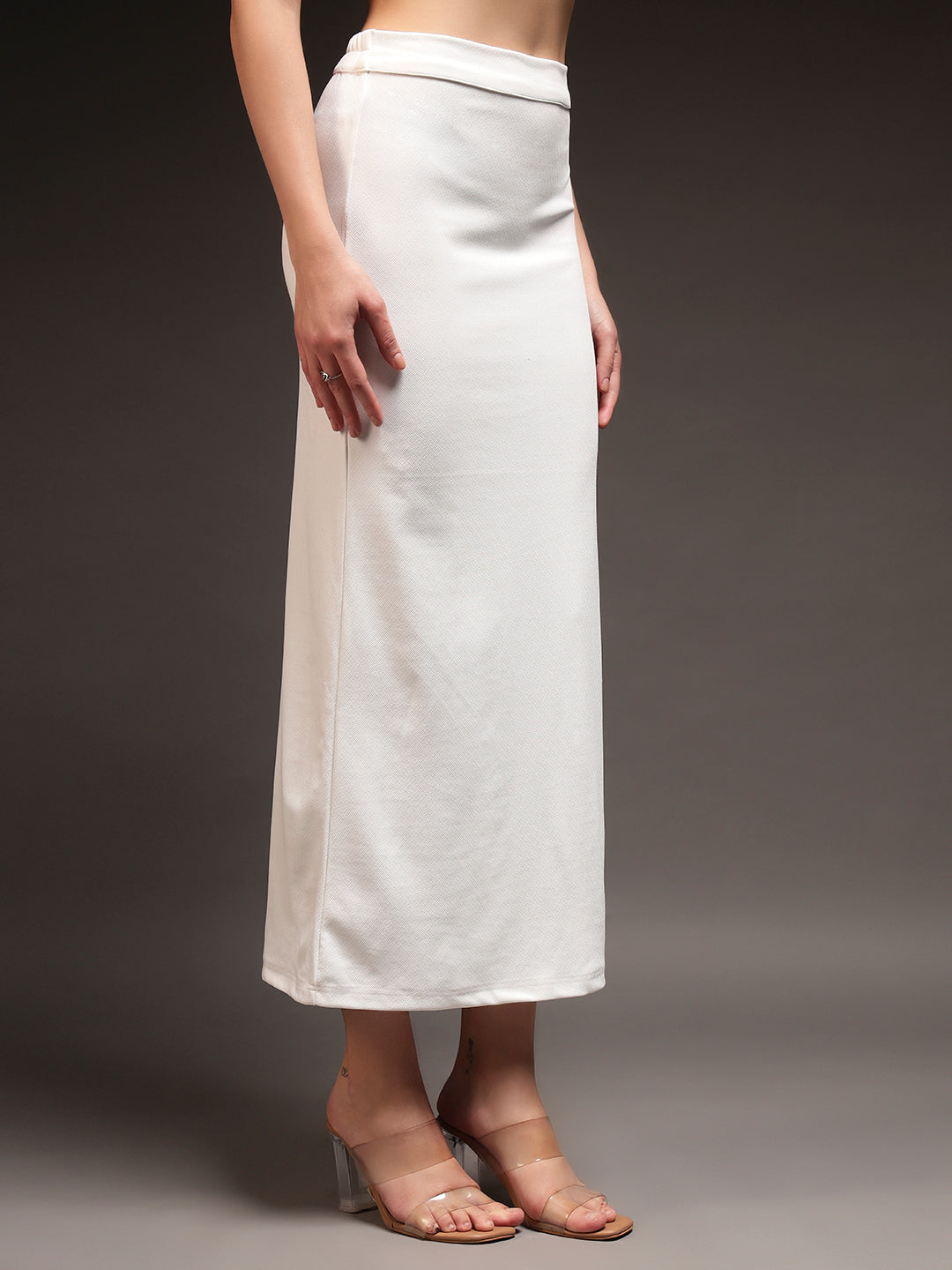 Straight Fit Slit Skirt - Off White