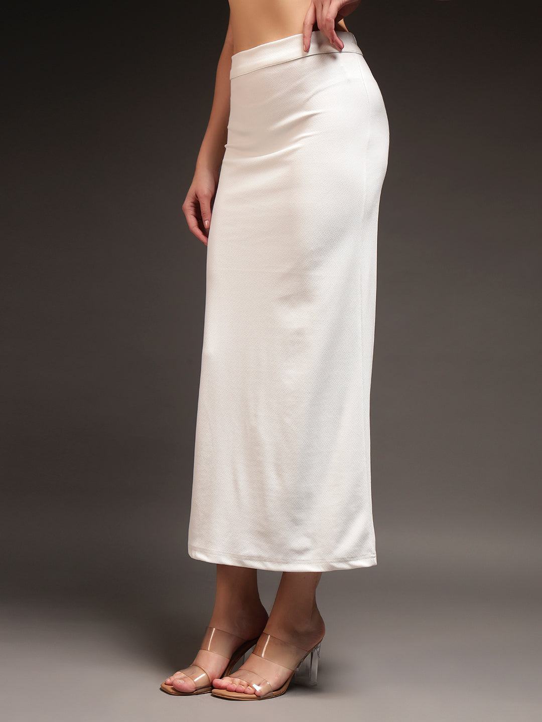 Straight Fit Slit Skirt - Off White