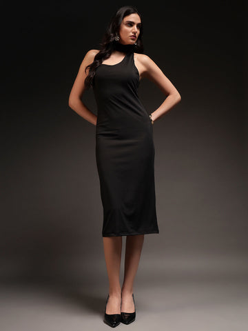 Trend Arrest Women Scraf Neck Midi Dress