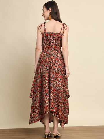 Printed Handkerchief Hem Dress - Multi