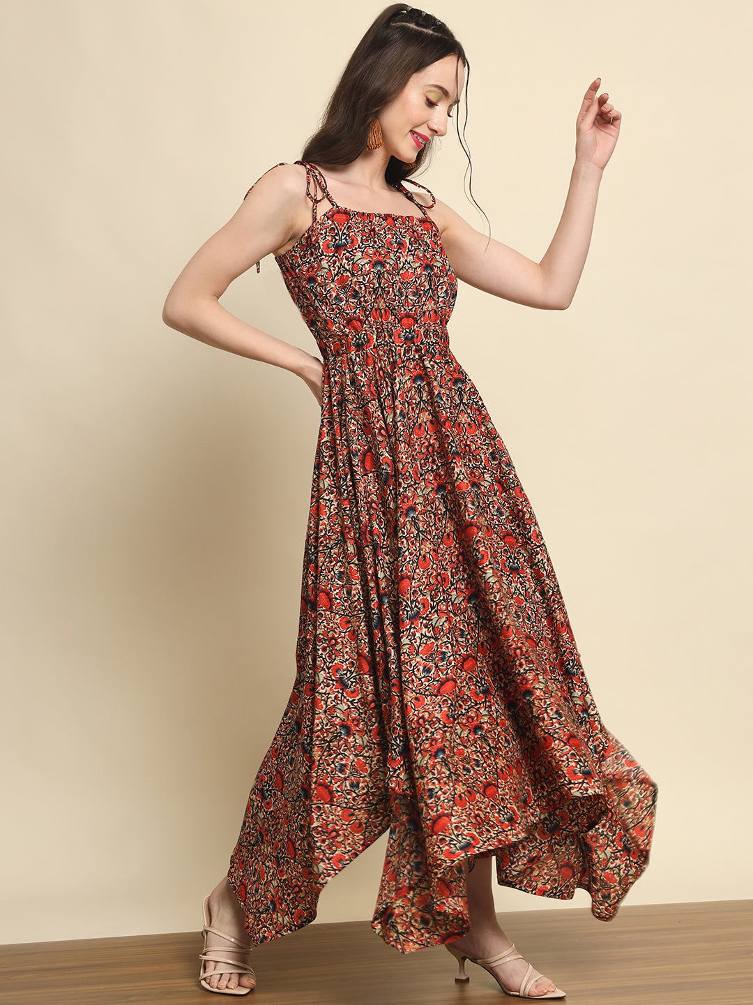 Printed Handkerchief Hem Dress - Multi