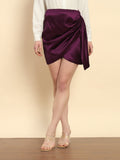 Satin Draped Skirt - Purple