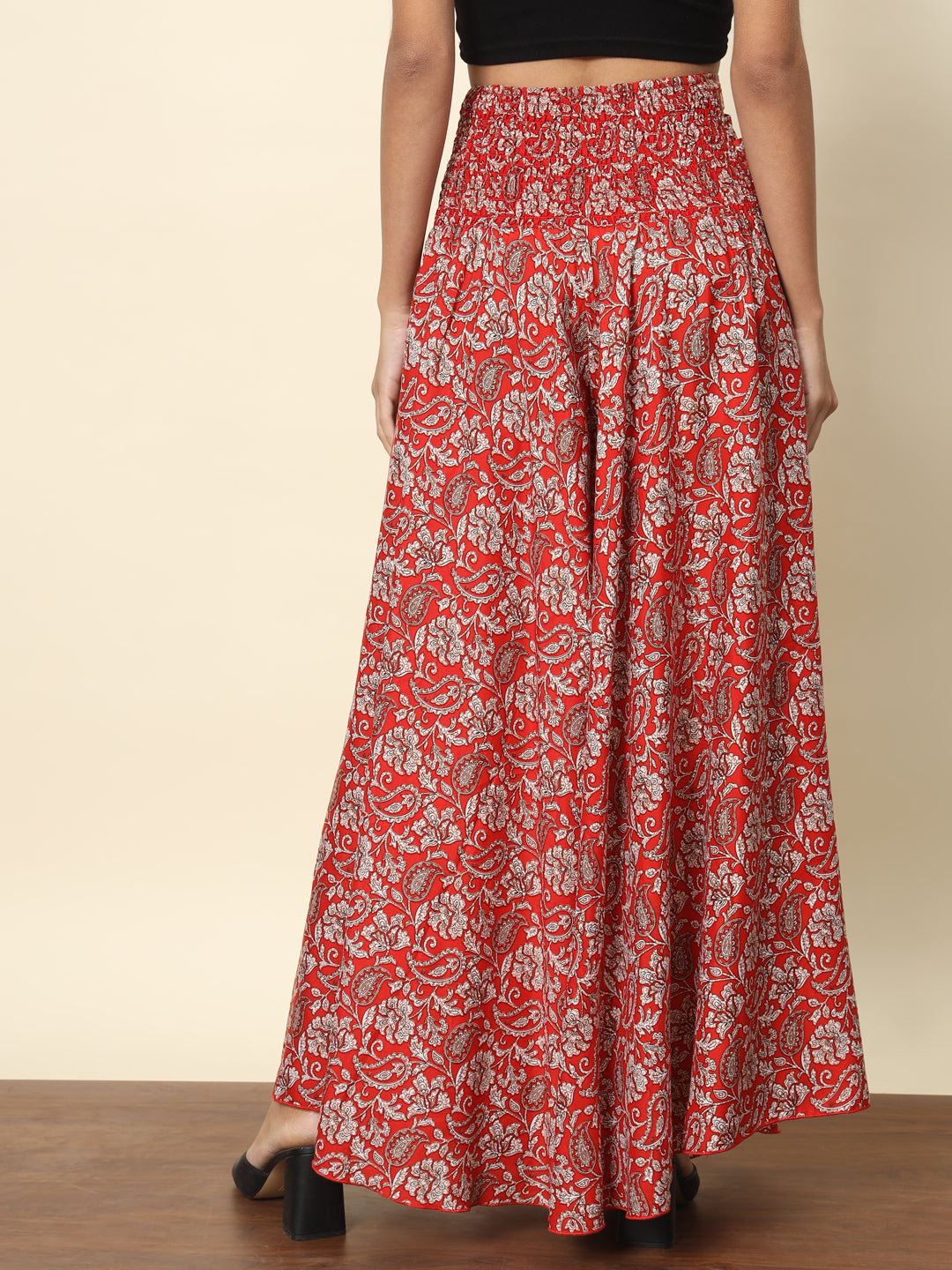 Printed Palazzo Pants - Red