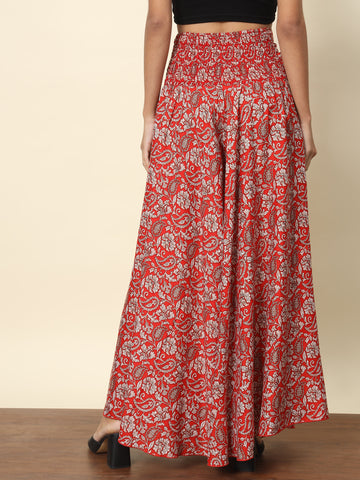 Printed Palazzo Pants - Red